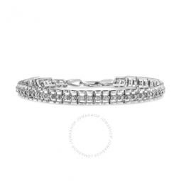 .925 Sterling Silver 1/2 Cttw Diamond Double-Link 7 Tennis Bracelet (I-J Color, I3 Clarity)