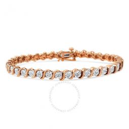 14K Rose Gold Plated .925 Sterling Silver 1/10 Cttw Round Miracle Plate S Link Tennis Bracelet -7