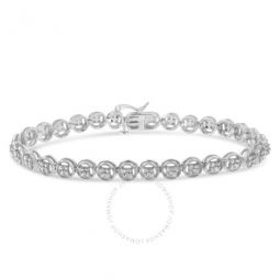 .925 Sterling Silver 1/4 Cttw Diamond 7 Open Circle Wheel Link Tennis Bracelet (I-J Color, I2-I3 Clarity)