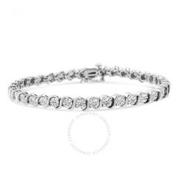 .925 Sterling Silver 1/10 Cttw Miracle-Set Diamond Round Miracle Plate S Link Tennis Bracelet - 7
