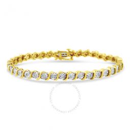 14K Yellow Gold Plated .925 Sterling Silver 1/4 Cttw Diamond Round Link Tennis Bracelet (I-J Color, I2- I3 Clarity) - 7
