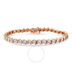 14K Rose Gold Plated .925 Sterling Silver 1/4 Cttw Diamond Round S Link Tennis Bracelet - 7