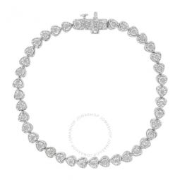 .925 Sterling Silver 1.0 Cttw Miracle Set Diamond Heart-Link 7 Tennis Bracelet (I-J Color, I2-I3 Clarity)