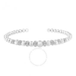 Sterling Silver 1/4 cttw Diamond Ball Bead Cuff Bangle Bracelet (I-J, I2-I3)
