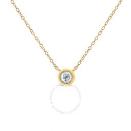 14K Yellow Gold Plated .925 Sterling Silver 1/2 Cttw Diamond Bezel 18 Pendant Necklace (J-K Color, I1-I2 Clarity)