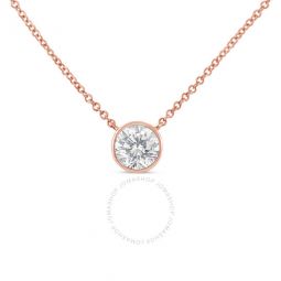 10K Rose Gold 1/10ct. TDW Solitaire Diamond Pendant Necklace(H-I,SI2-I1)