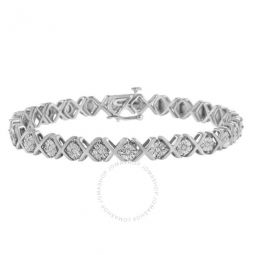 .925 Sterling Silver 1/10 cttw Miracle-Set Round-Cut Diamond X Link Tennis Bracelet (I-J color, I2-I3 clarity) - 7.25
