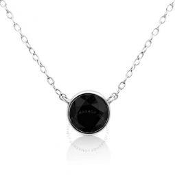 .925 Sterling Silver 2 Cttw Treated Black Diamond Bezel Solitaire 18 Pendant Necklace (Black Color, I2-I3 Clarity)