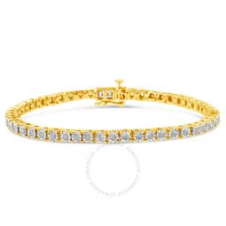 10K Yellow Gold Plated .925 Sterling Silver 1.0 Cttw Miracle-Set Diamond Round Faceted Bezel Tennis Bracelet (I-J Color, I3 Clarity) - 8
