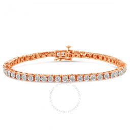 10K Rose Gold Plated .925 Sterling Silver 1.0 Cttw Miracle-Set Round-Cut Diamond Faceted Bezel Tennis Bracelet (I-J Color, I3 Clarity) - 9