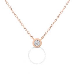 14K Rose Gold Plated .925 Sterling Silver 1/5 Cttw Diamond Bezel 18 Pendant Necklace (J-K Color, I1-I2 Clarity)