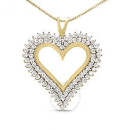 10K Yellow Gold Plated .925 Sterling Silver 2.00 Cttw Diamond Heart 18 Pendant Necklace (I-J Color, I2-I3 Clarity)