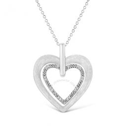 .925 Sterling Silver Prong-Set Diamond Accent Double Heart 18 Pendant Necklace (I-J Color, I1-I2 Clarity)