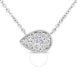 14K White Gold 1/4 Cttw Round Diamond Teardrop Necklace - (G-H Color, SI2-I1 Clarity) - 18
