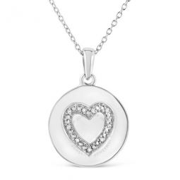 .925 Sterling Silver Prong-Set Diamond Accent Heart Emblemed 18 Pendant Necklace (I-J Color, I1-I2 Clarity)