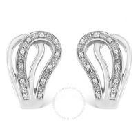 .925 Sterling Silver Pave-Set Diamond Accent Horseshoe Hoop Earring (I-J Color, I1-I2 Clarity)