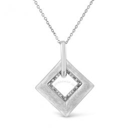 .925 Sterling Silver Pave-Set Diamond Accent Kite Shape 18 Pendant Necklace (I-J Color, I1-I2 Clarity)