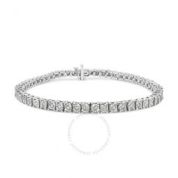 .925 Sterling Silver 1.0 Cttw Diamond Square Frame Miracle-Set Tennis Bracelet (I-J Color, I3 Clarity) - 8
