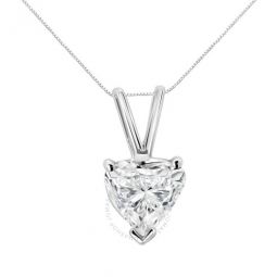 14K White Gold 1/2 Cttw 3-Prong Set Heart Shaped Solitaire Lab Grown Diamond 18 Pendant Necklace (F-G Color, VS2-SI1 Clarity)