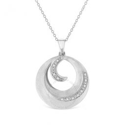 .925 Sterling Silver Pave-Set Diamond Accent Fashion Circle 18 Pendant Necklace (I-J Color, I1-I2 Clarity)
