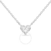 14k White Gold 1/4 Cttw Lab Grown Heart Shape Diamond Solitaire 18 Pendant Necklace (E-F Color, SI1-SI2 Clarity)