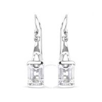 .925 Sterling Silver 3.0 Cttw Emerald Cut White Topaz Solitaire Dangle Earring - AAA Quality