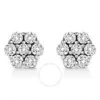 .925 Sterling Silver 1/4 Cttw Lab Grown Brilliant Round Cut Diamond Floral Cluster Stud Earrings (G-H Color, VS2-SI1 Clarity)