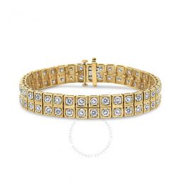 10K Yellow Gold 8.00 Cttw Round-Cut Diamond Two Row Square Link Tennis Bracelet (K-L Color, I1-I2 Clarity) - 7.25 Inches