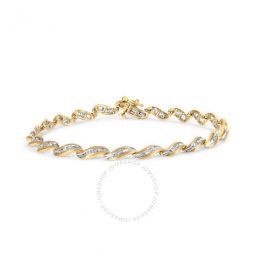 10k Yellow Gold 1.00 Cttw Baguette-Cut Diamond Spiral Link 7.50 Bracelet (I-J Color, I1-I2 Clarity)