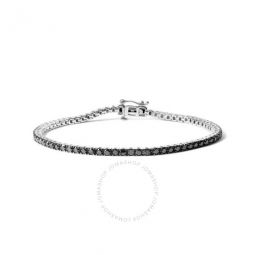 .925 Sterling Silver 2.0 Cttw 4-Prong Set Treated Black Round-Cut Diamond Classic Tennis Bracelet