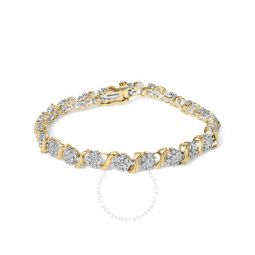 10K Yellow Gold 2.00 Cttw Round Cut Diamond S Cluster Bracelet (J-K Color, I1-I2 Clarity)