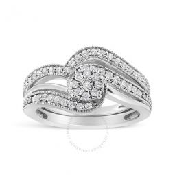 .925 Sterling Silver 1/3ct Cttw Multi-Diamond Bypass Vintage-Style Bridal Set Ring and Band (I-J Color, I3 Clarity)