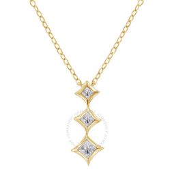 10K Yellow Gold 1/5 Cttw Princess Cut Diamond 3 Stone Drop 18 Pendant Necklace (H-I Color, SI2-I1 Clarity)
