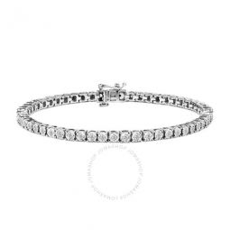 .925 Sterling Silver 1.0 Cttw Miracle-Set Diamond Round Faceted Bezel Tennis Bracelet (I-J Color, I3 Clarity) - 10