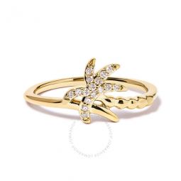 10K Yellow Gold 1/10 Cttw Diamond Palm Tree Statement Ring (H-I Color, I1-I2 Clarity)