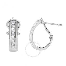 .925 Sterling Silver Channel Set 1/2 Cttw Lab Grown Round Diamond Omega Back Huggy Hoop Earrings (F-G Color, SI1-SI2 Clarity)
