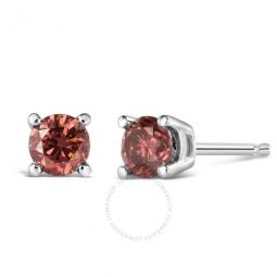 14K White Gold 1/2 Cttw Round Brilliant Cut Lab Grown Pink Diamond 4-Prong Classic Solitaire Earrings (Pink Color, VVS2-VS1 Clarity)