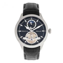 Gregory Automatic Black Dial Black Leather Mens Watch