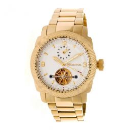Helmsley White Dial Rose Yellow-Tone Steel Automatic Mens Watch