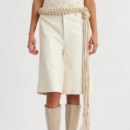 Celest Faux Leather Shorts - White