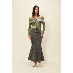 Off The Shoulder Fade Knit - Moss