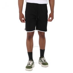Mens Black Contrast Binding Cotton-Blend Hover Sport Shorts, Size Large
