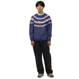 NORDIC JACQURD KNIT SWEATER - BLUE