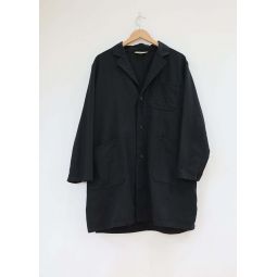Woven Cotton Linen Canvas Jacket - Black
