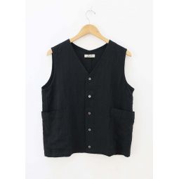 Linen Vintage Style Vest - Black