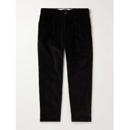 Tapered Pleated Cotton-Blend Corduroy Trousers