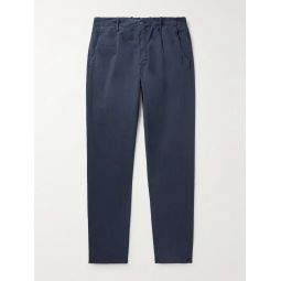 Tapered Pleated Stretch-Cotton Trousers