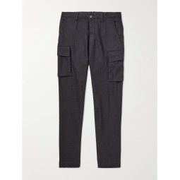 Straight-Leg Pleated Wool-Blend Cargo Trousers