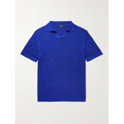 Slim-Fit Textured-Cotton Polo Shirt