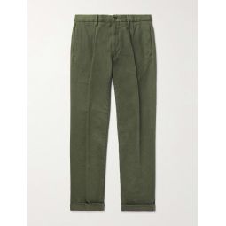 Slim-Fit Tapered Garment-Dyed Cotton-Blend Twill Trousers